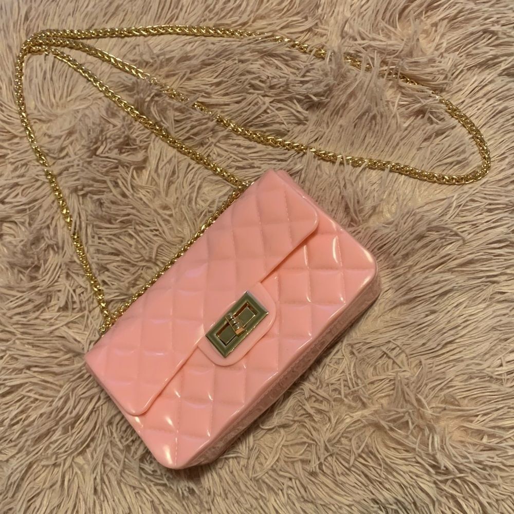 Quilted Pink Jelly Mini Crossbody Bag